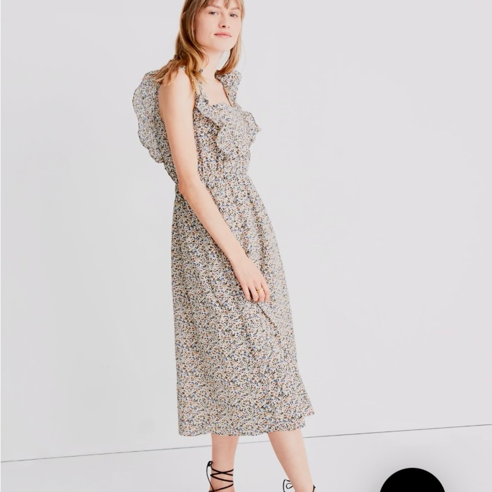 Madewell Floral Ruffle Midi Dress